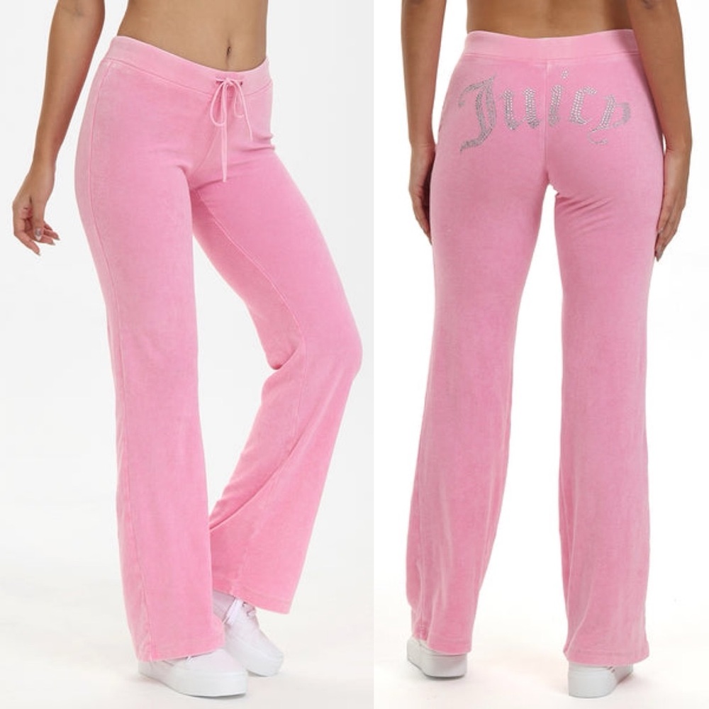 Juicy Couture Big Bling Towel Terry Track Pants Hot Hot Pink Sweatpants NWT XS